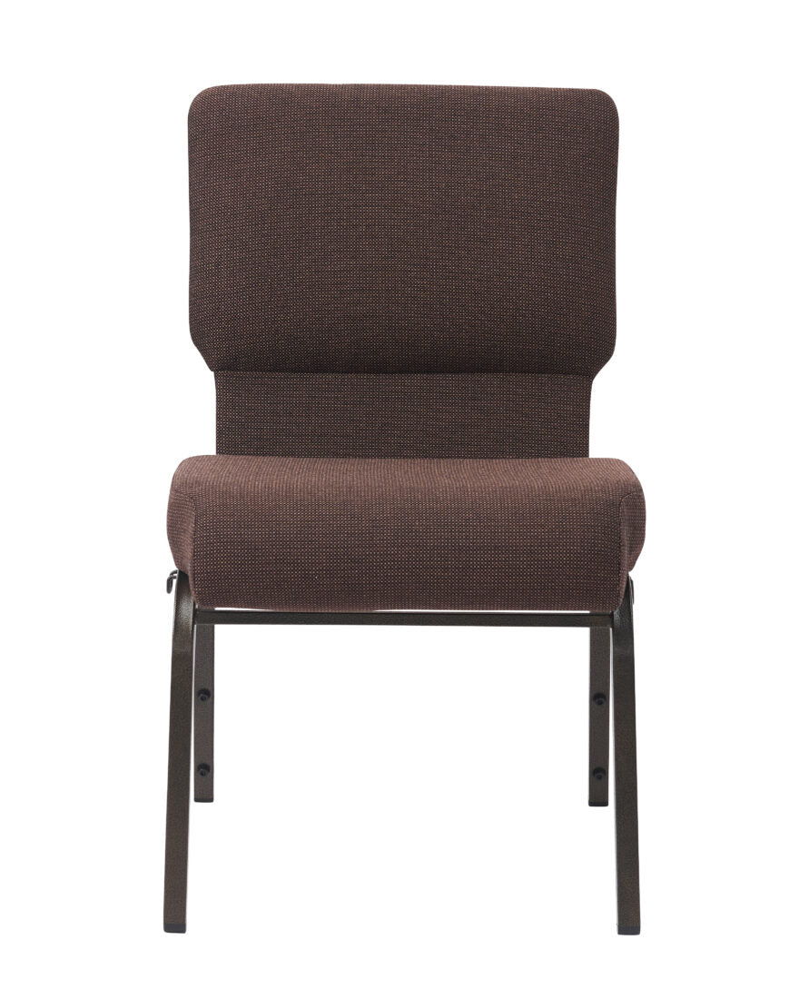 Espresso Fabric, Gold Vein Steel Frame, 20.5″ Wide Church Chair by Chivari CH20EGV-ZF-T