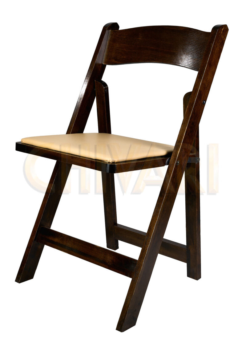 Fruitwood ToughWood Folding Chair with Tan Padded Seat by Chivari FWF-TAN-AX-T 03