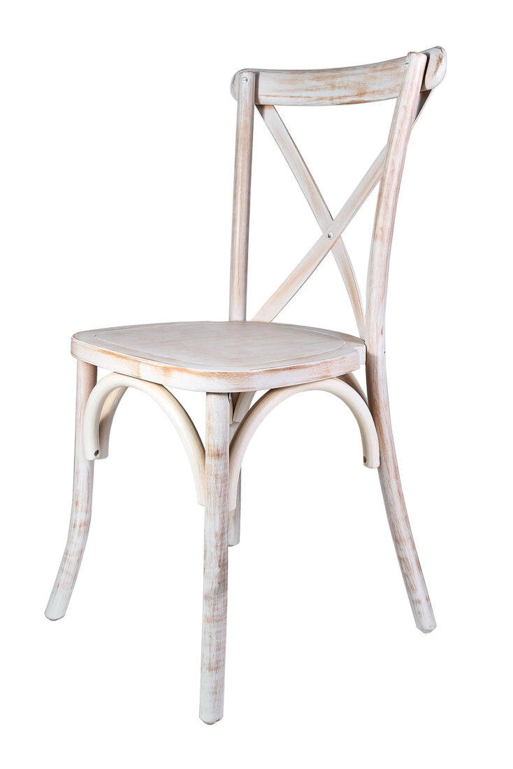 Ivory Distressed ToughWood Cross Back Chair Left1 CXWID-562-ZG-T