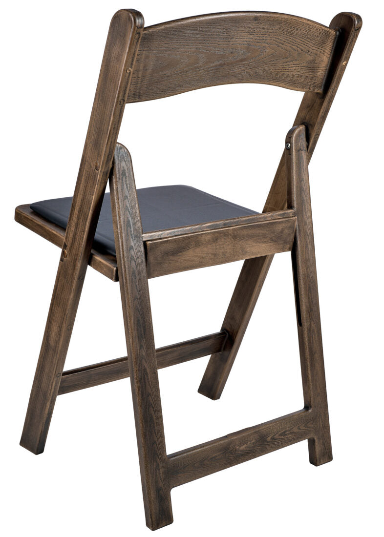 Fruitwood Resin WoodGrain Folding Chair with Black Cushion, 500 lbs Weight Capacity CFRFB-B-AX-T