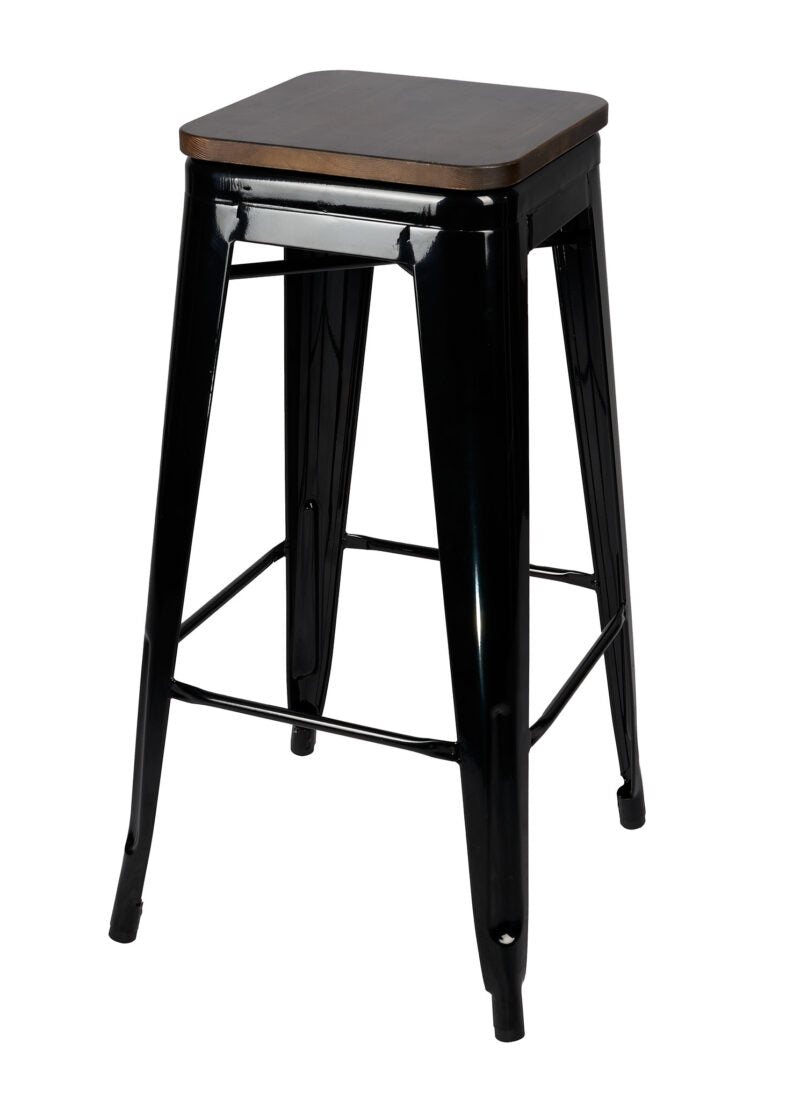 Black High Gloss Steelix Tolix Style Metal Barstool BTMB-AX-T