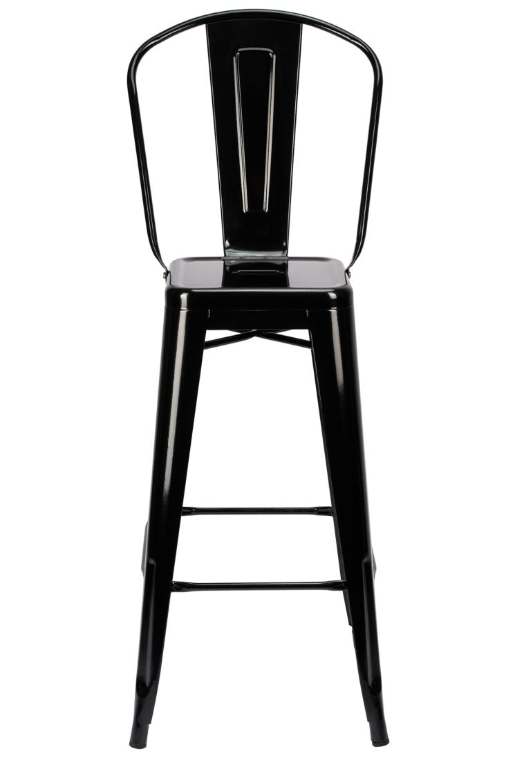 Black Hi Gloss Steelix Tolix Style Metal Barstool with Back BTBMB-AX-T