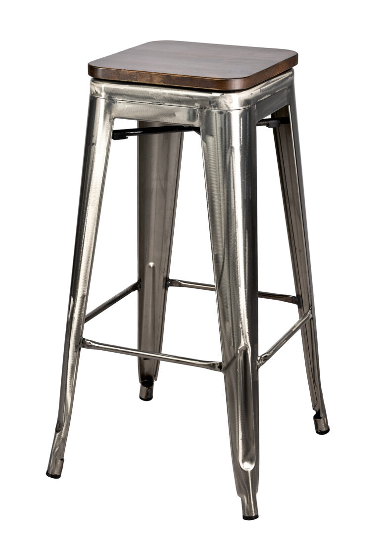 Steelix Tolix Style Metal Barstool Gunmetal with High Gloss Polished with No Back BTMGU-AX-T