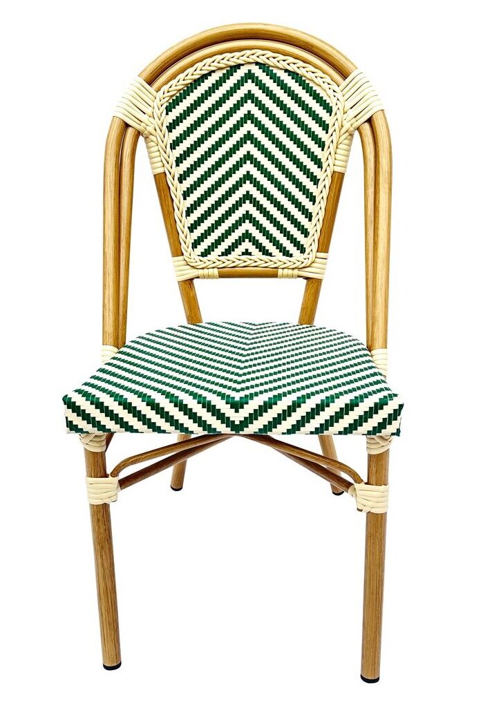 Ivory and Green French Bistro Patio Dining Chair