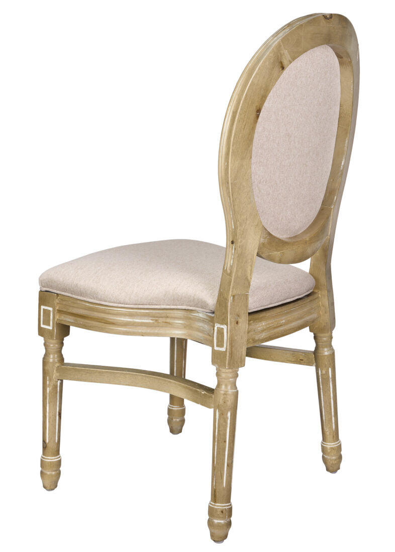 Louis Pop Wood – Fabric Back & Seat, Color: Antique Distressed by Chivari CLPWANTIQ-ZG-T