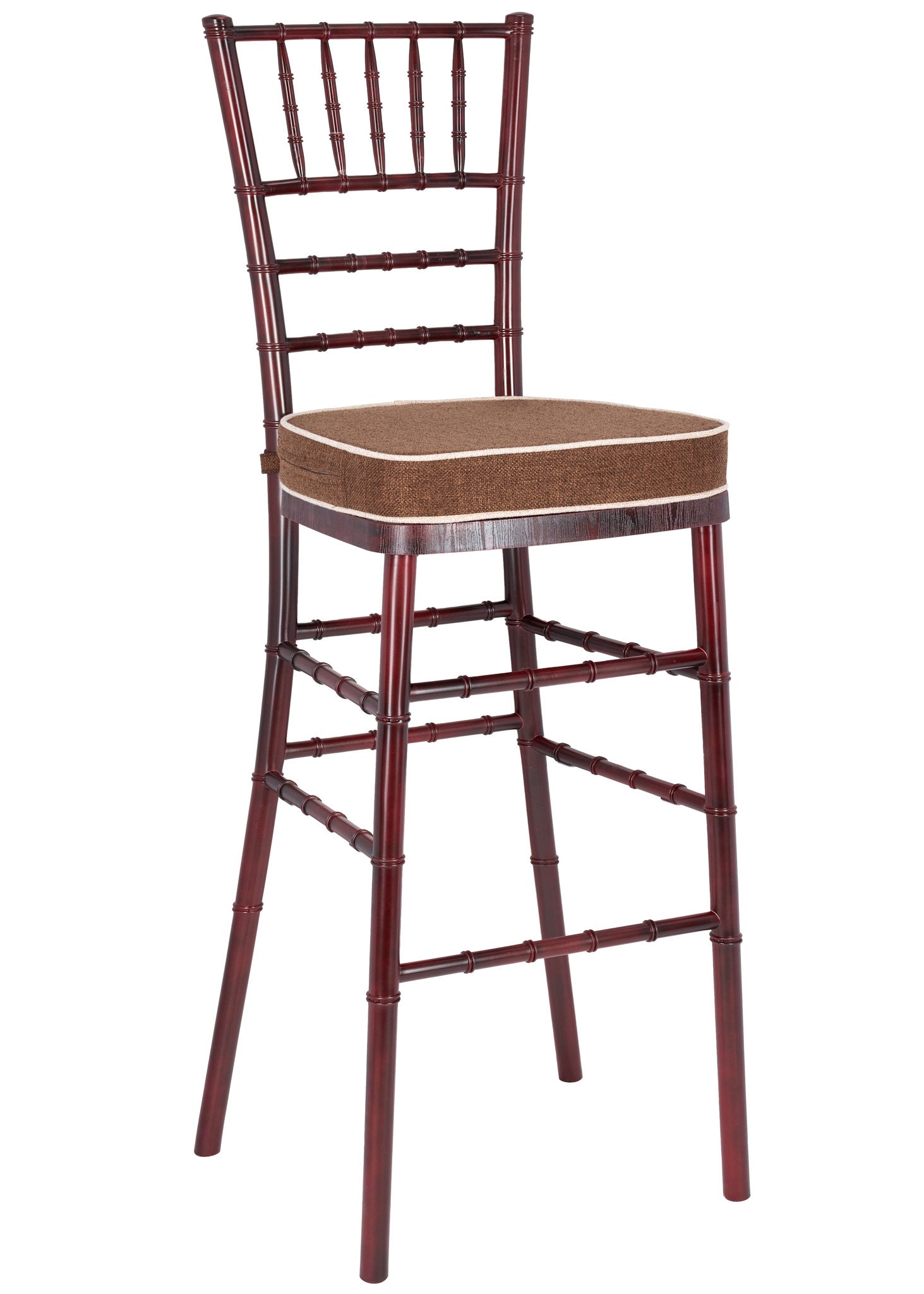 Mahogany with Brushed Wood Look Resin Steel Skeleton™ Chiavari Barstool