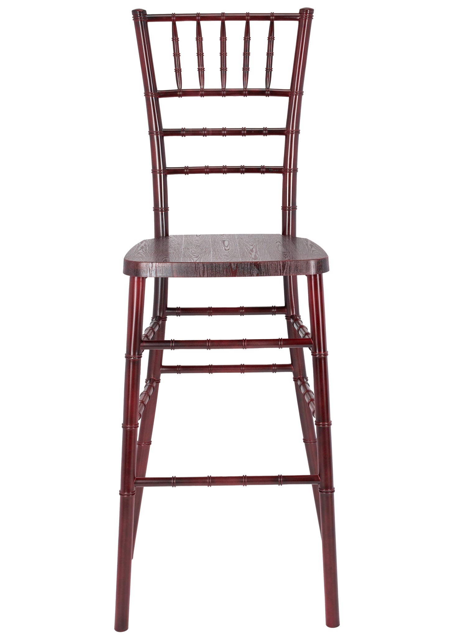 Mahogany with Brushed Wood Look Resin Steel Skeleton™ Chiavari Barstool