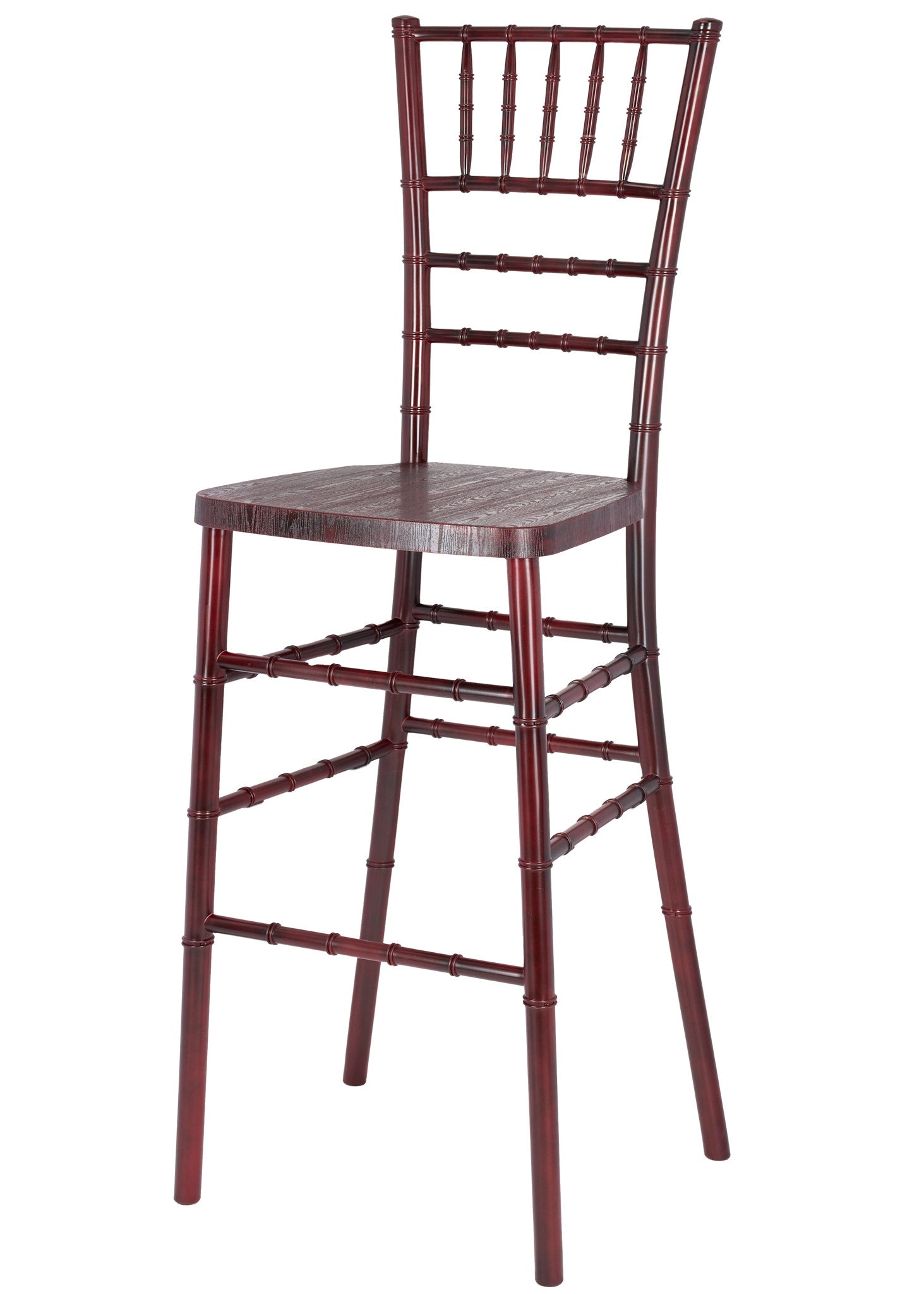 Mahogany with Brushed Wood Look Resin Steel Skeleton™ Chiavari Barstool