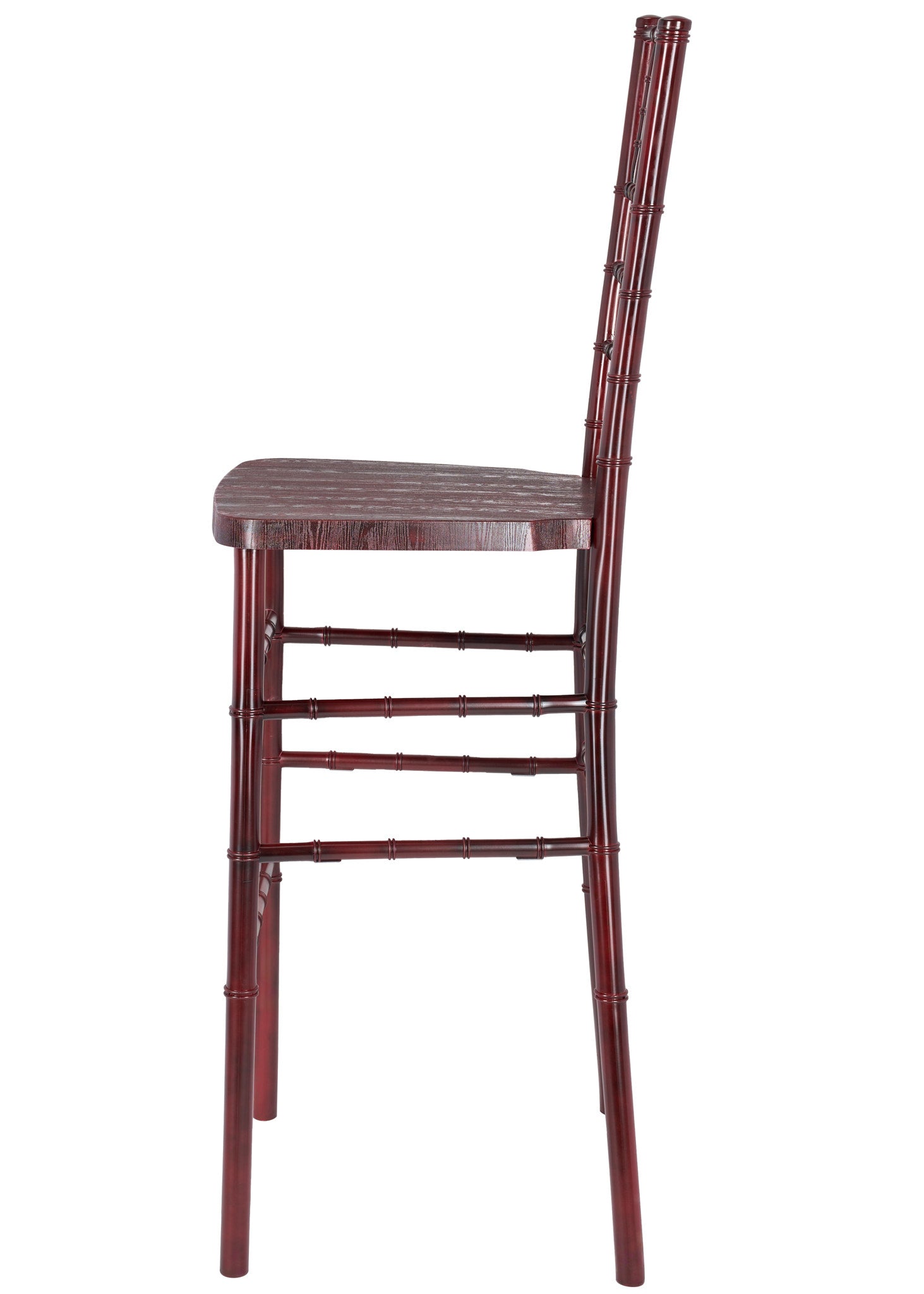 Mahogany with Brushed Wood Look Resin Steel Skeleton™ Chiavari Barstool