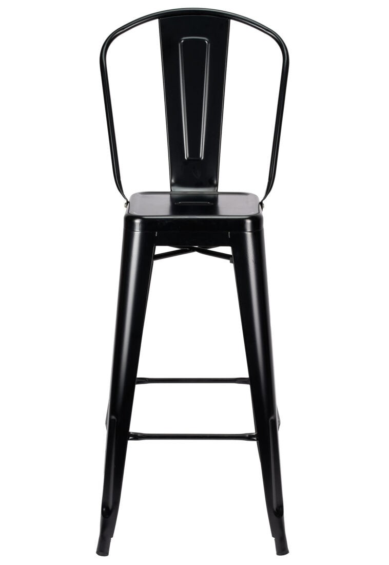 Matte Black 50% Hi Gloss Steelix Tolix Style Metal Barstool with Back – Some Assembly Required BTBMBM-AX-T