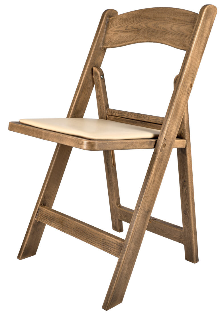 Natural Resin WoodGrain Folding Chair with Tan Cushion CFRNB-I-AX-T