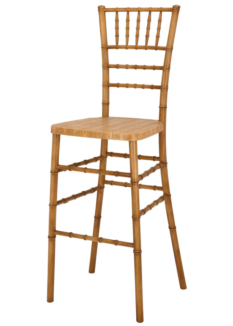 Natural with Brushed Wood Look Resin Steel Skeleton™ Chiavari Barstool