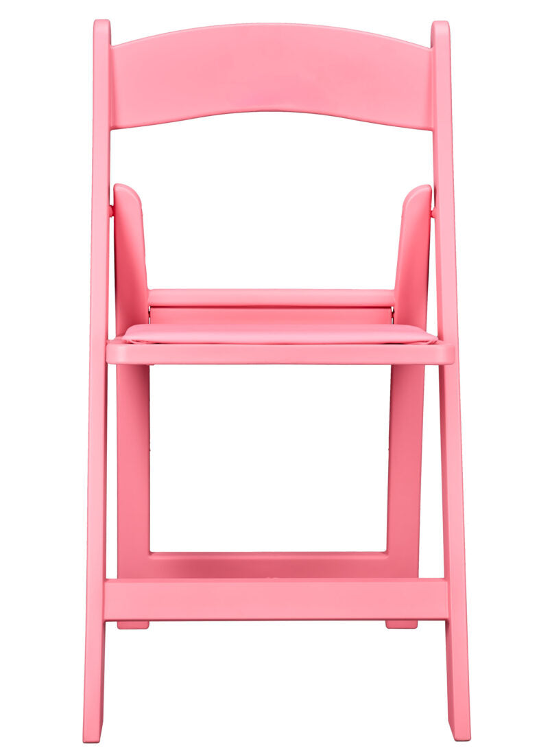 Pink with Pink Vinyl Cushion Resin Folding Chair (Per Chair Price Shown – Sold only in Quantities of 4)