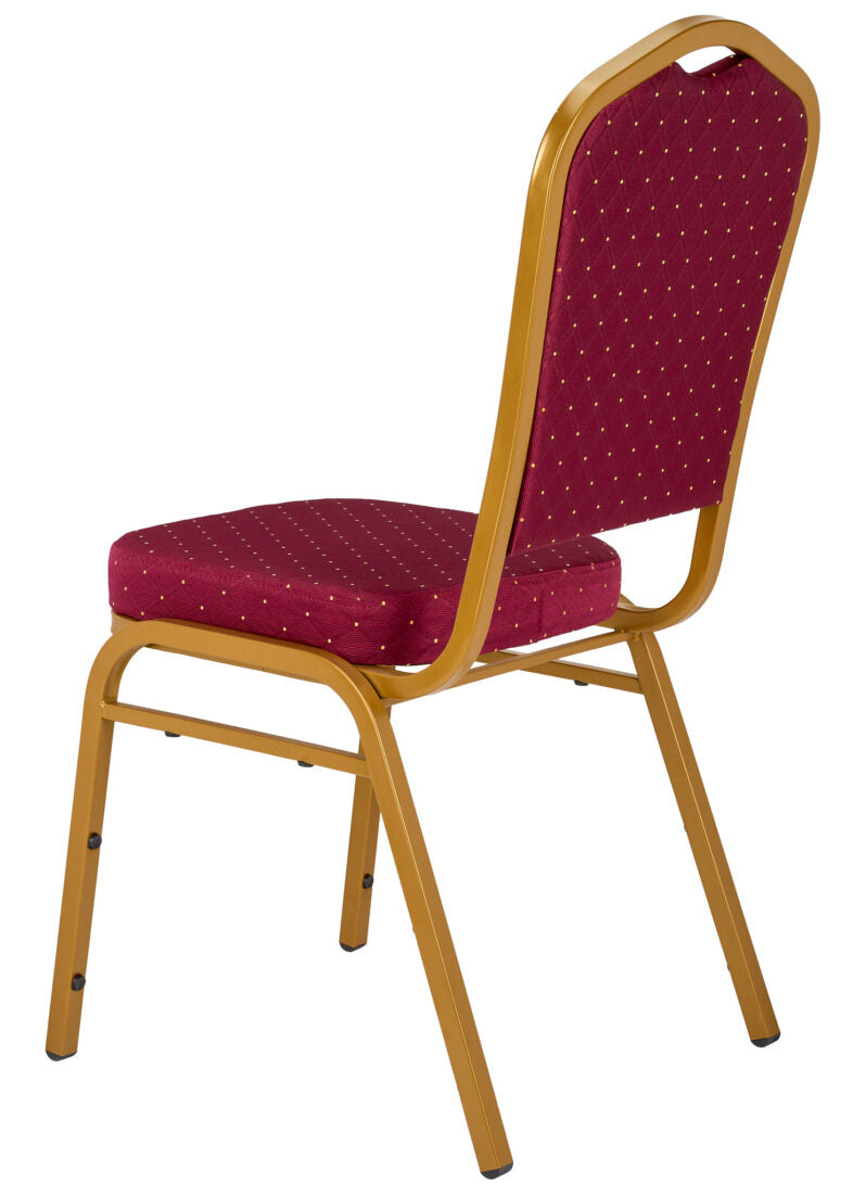 Red Fabric with Gold Dots on Gold Frame Crown Banquet Chair by Chivari