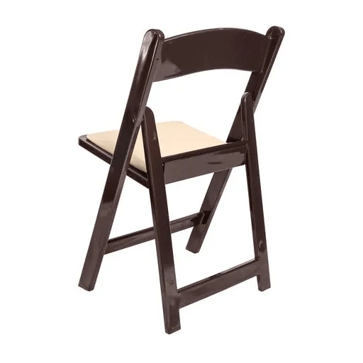 Fruitwood Resin WoodGrain Folding Chair with Tan Cushion CFRFB-I-AX-T