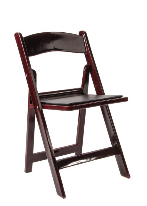 Mahogany Wood Grain Brushed Wood with Black Seat Resin Steel Skeleton™ Folding Chair