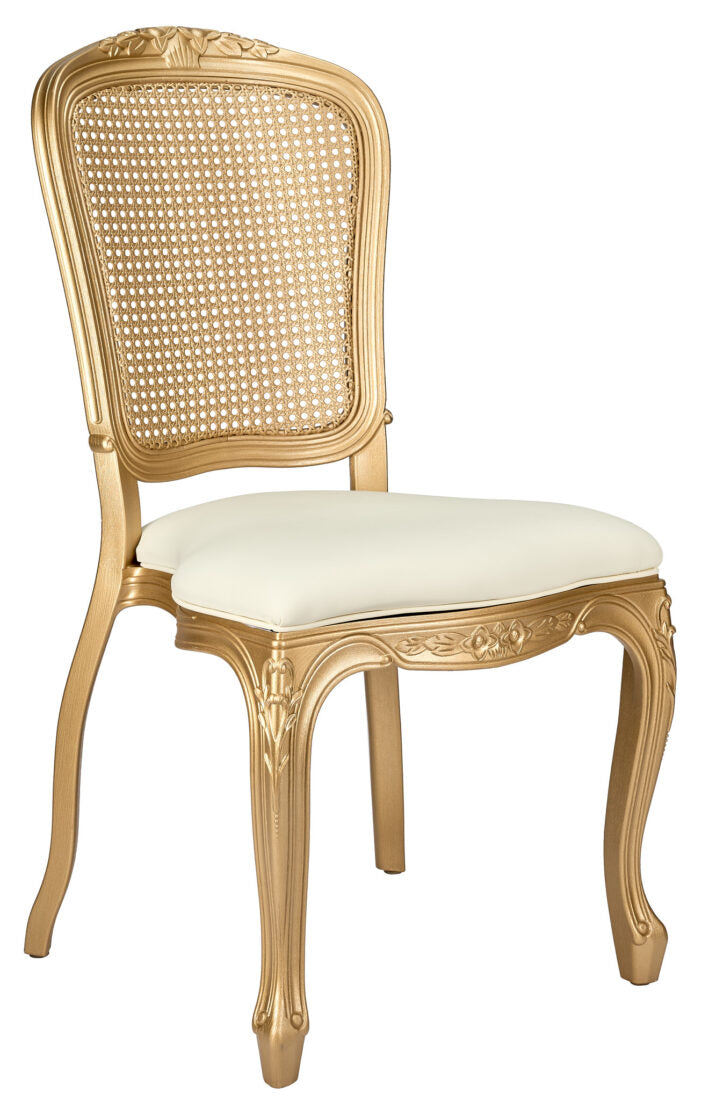 Royal Resin Gold with Ivory Vinyl Seat and Gold Rattan Back