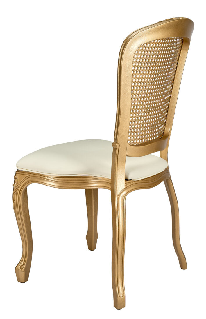 Royal Resin Gold with Ivory Vinyl Seat and Gold Rattan Back 5