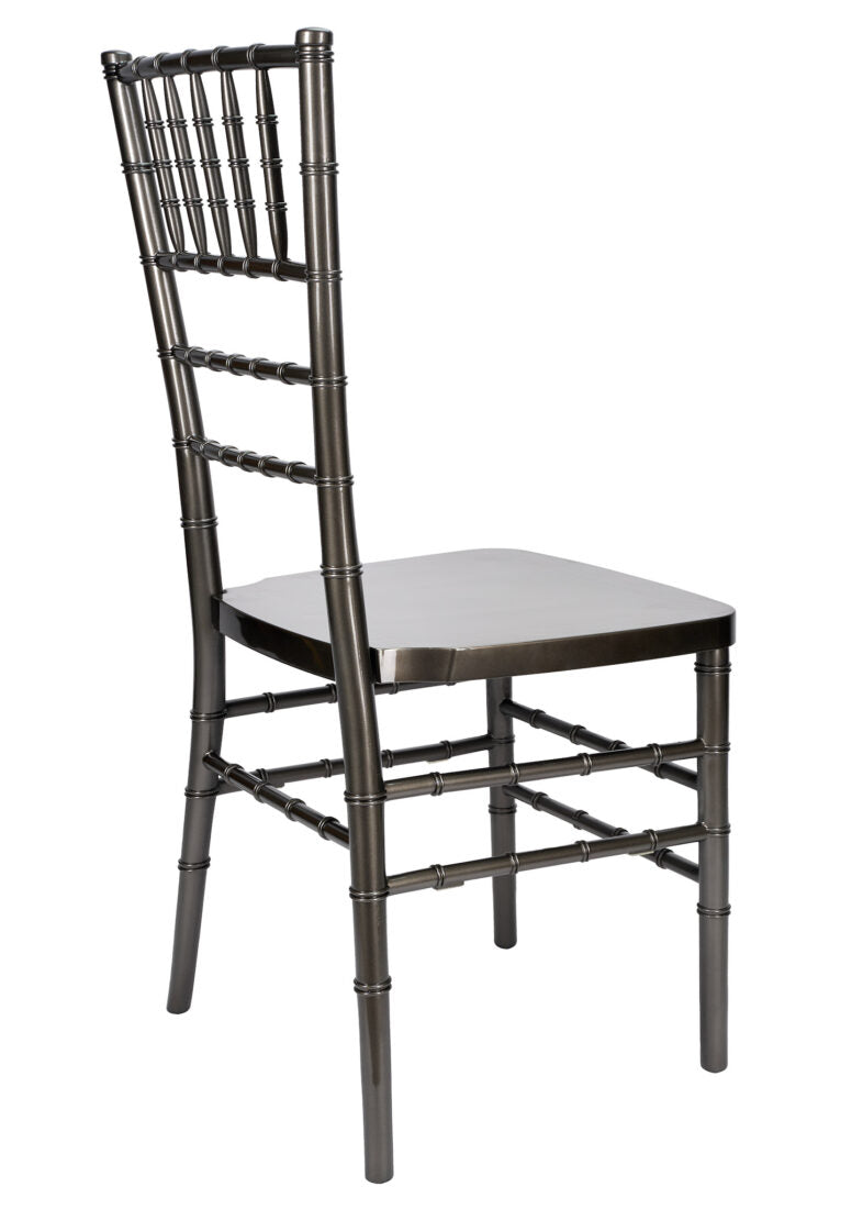 Metallic Silver Onyx Resin Steel Skeleton Chiavari Chair by Chivari CCRMG-STEEL-AX-T