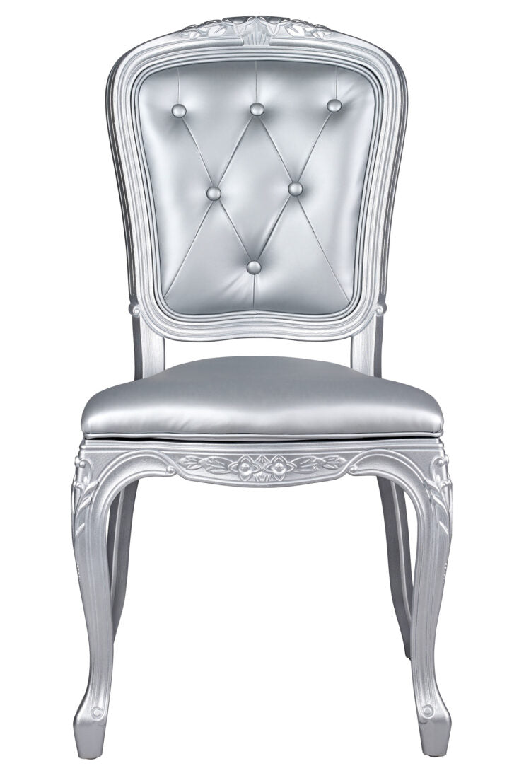 Silver Resin Royal Chair, Silver Vinyl Seat, Silver Vinyl Tufted Back CRRSST-ZG-T