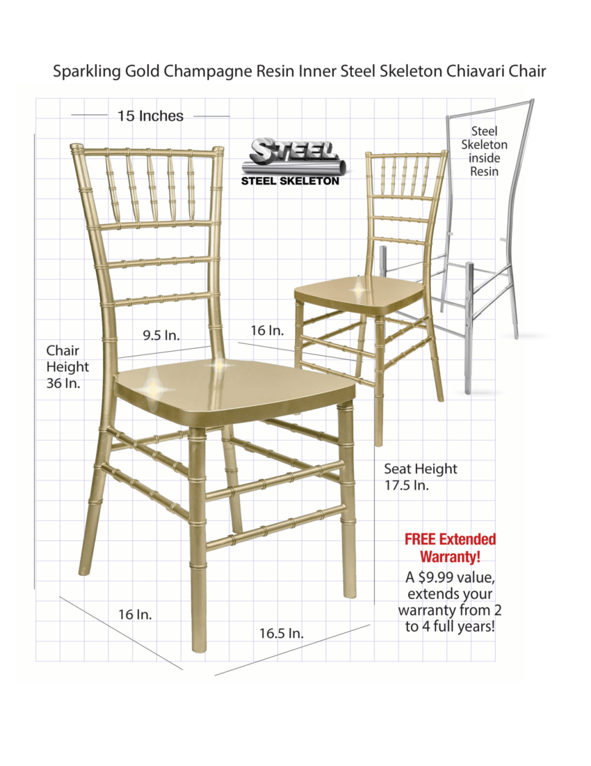 Sparkling Gold Champagne Resin Inner Steel Skeleton Chiavari Chair