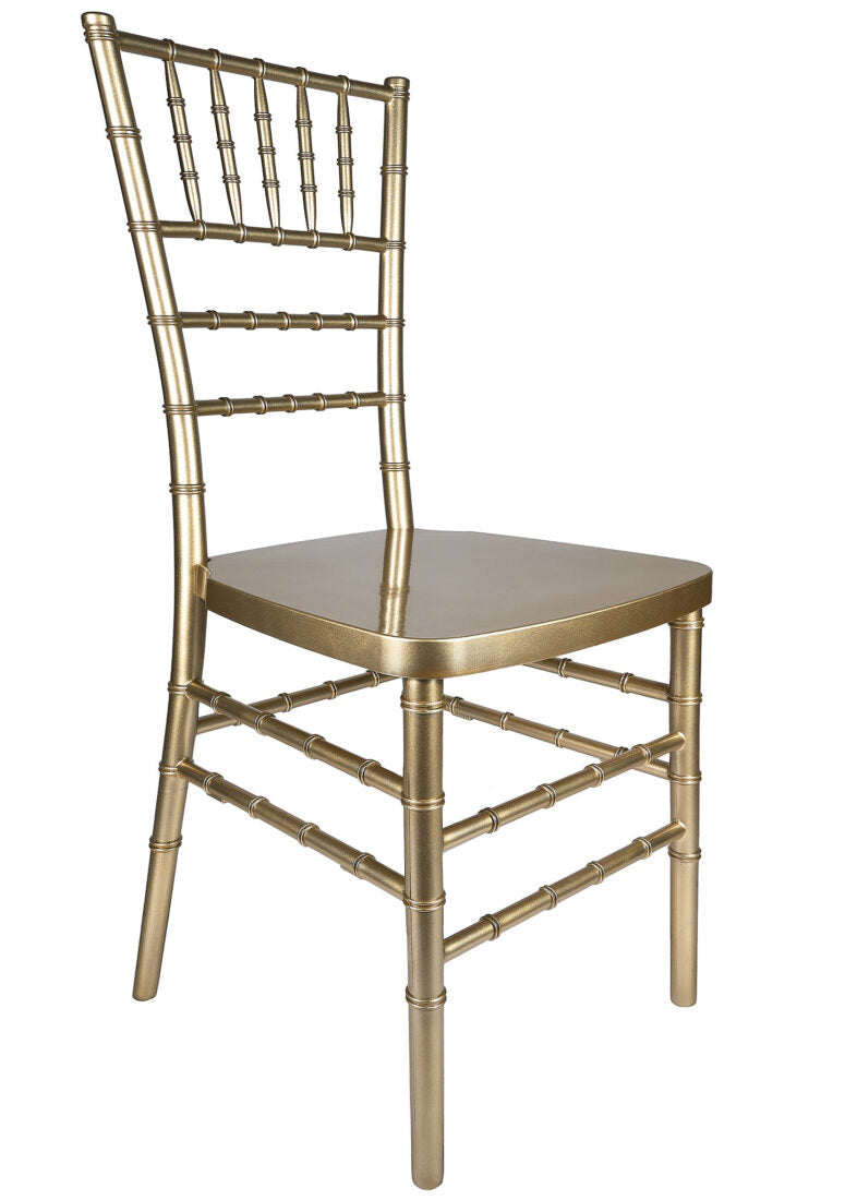 Sparkling Glitter Gold Champagne Resin Steel Skeleton Chiavari Chair by Chivari 45 CCRCHGSP-STEEL-AX-T