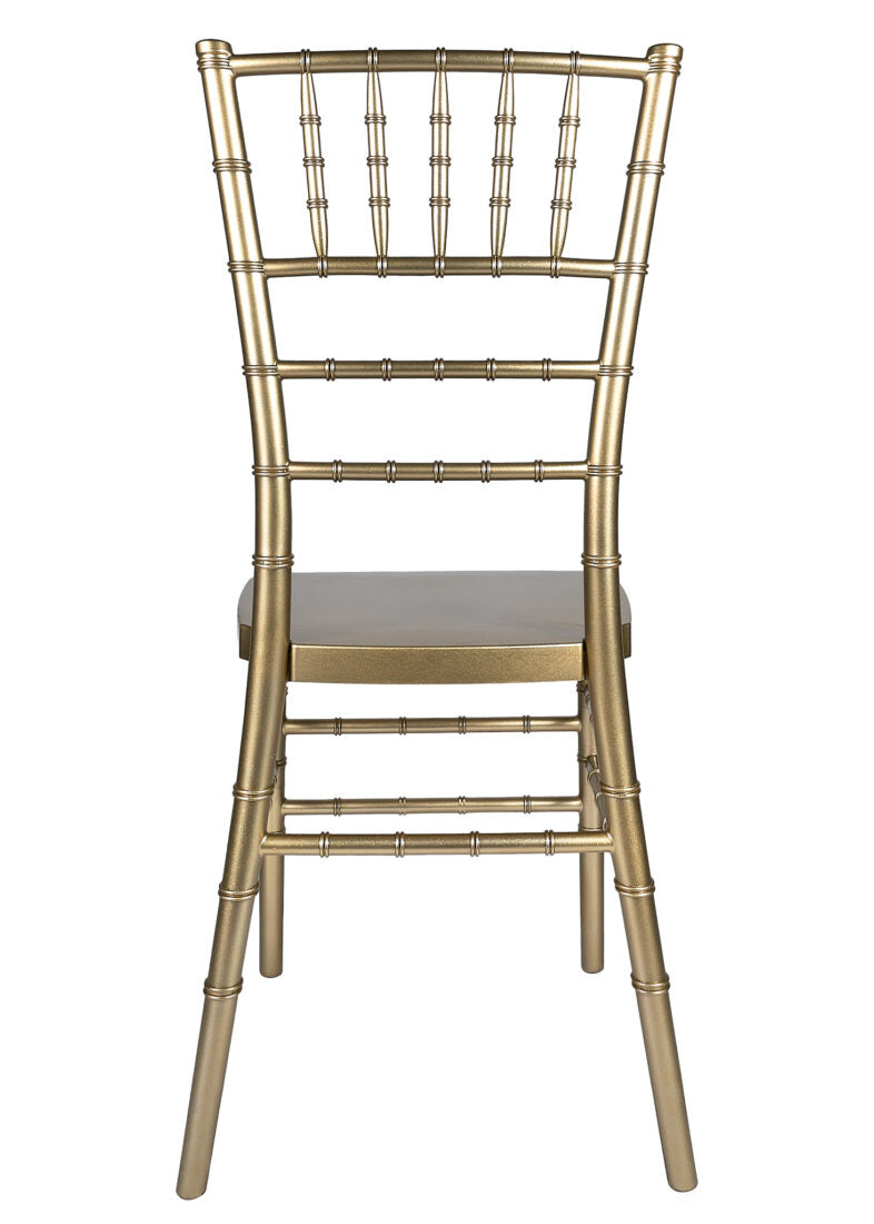 Sparkling Glitter Gold Champagne Resin Steel Skeleton Chiavari Chair by Chivari Back CCRCHGSP-STEEL-AX-T