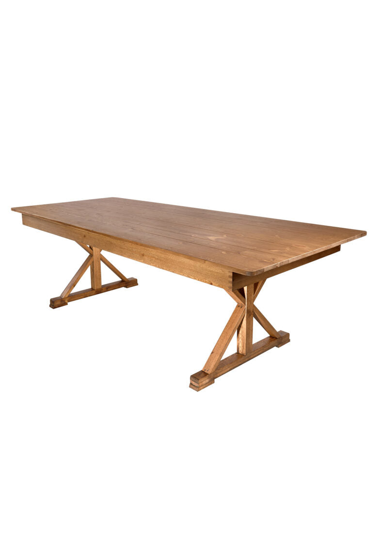 Chestnut 8 Foot (96" x 40") Rectangle Farmhouse Table by Chivari TFARMRT9640-CHESTNUT-X-LEG-AX-T