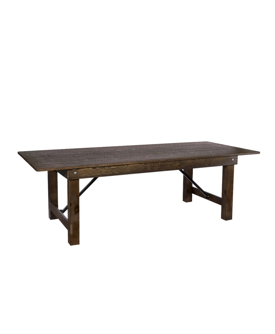 Fruitwood 8 Foot (96" x 40") Rectangle Farmhouse Table TFARMRT9640-FRUITWOOD-S-LEG-AX-T