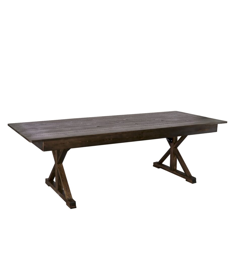 Fruitwood 8 Foot (96″ x 40″) Rectangle Farmhouse Table TFARMRT9640-FRUITWOOD-X-LEG-AX-T