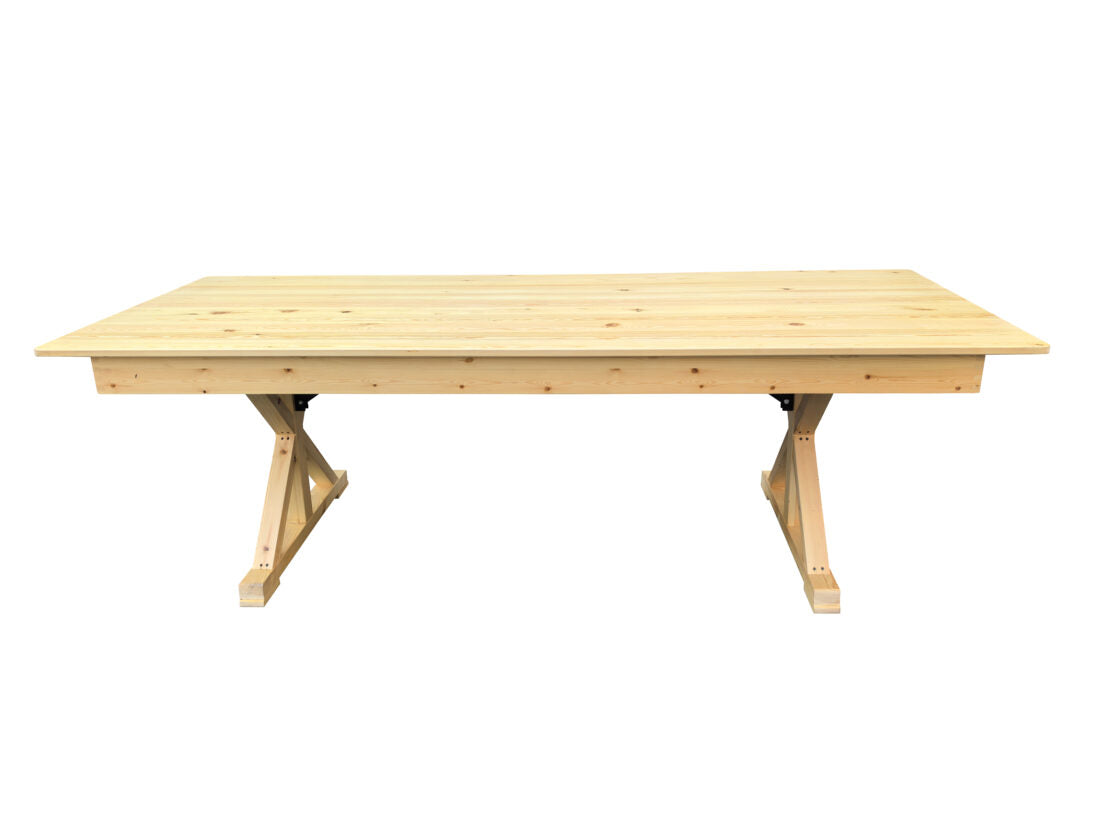 Natural  8 Foot (96″ x 40″) X Leg Rectangle Wood Farmhouse Table