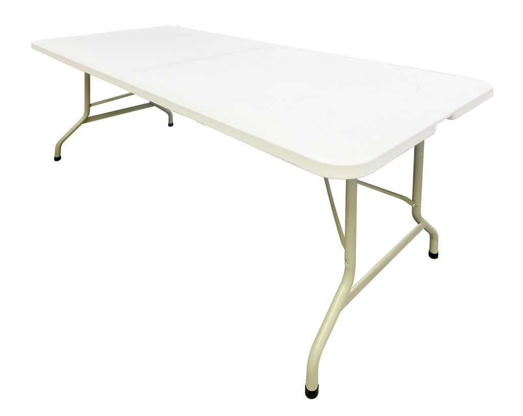 Table Plastic Rectangle White Bifolding 8ft 45 6 Foot (72″ x 30″) Rectangle Bi-Fold Heavy Duty Plastic Folding Banquet Table - TPLSRT7230-BIFOLD-AX-T