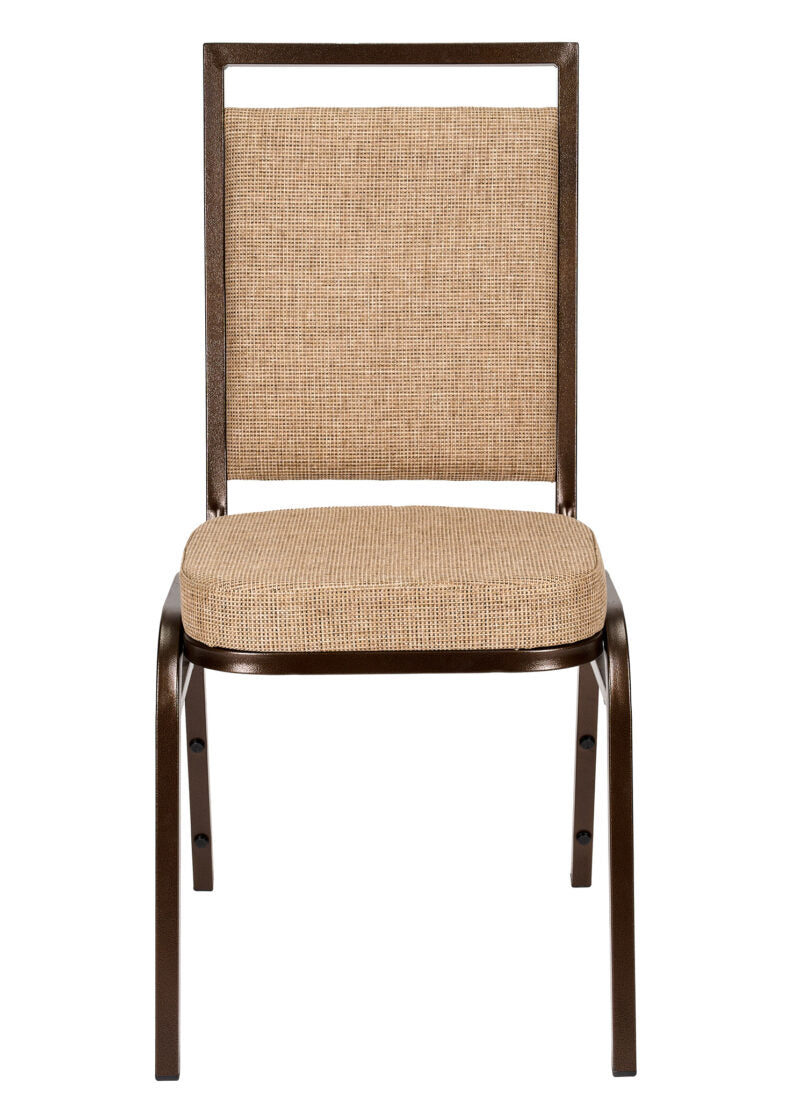 Tan Fabric on Copper Vein Frame Square Back Banquet Chair by Chivari CQSFTN-ZF-T