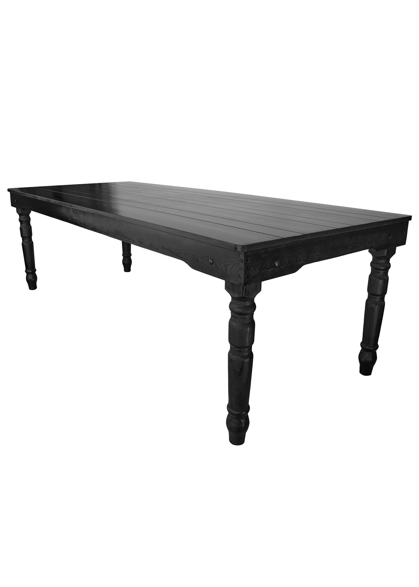 Black 8 Foot (96″ x 40″) Fluted Leg Rectangle Farmhouse Table