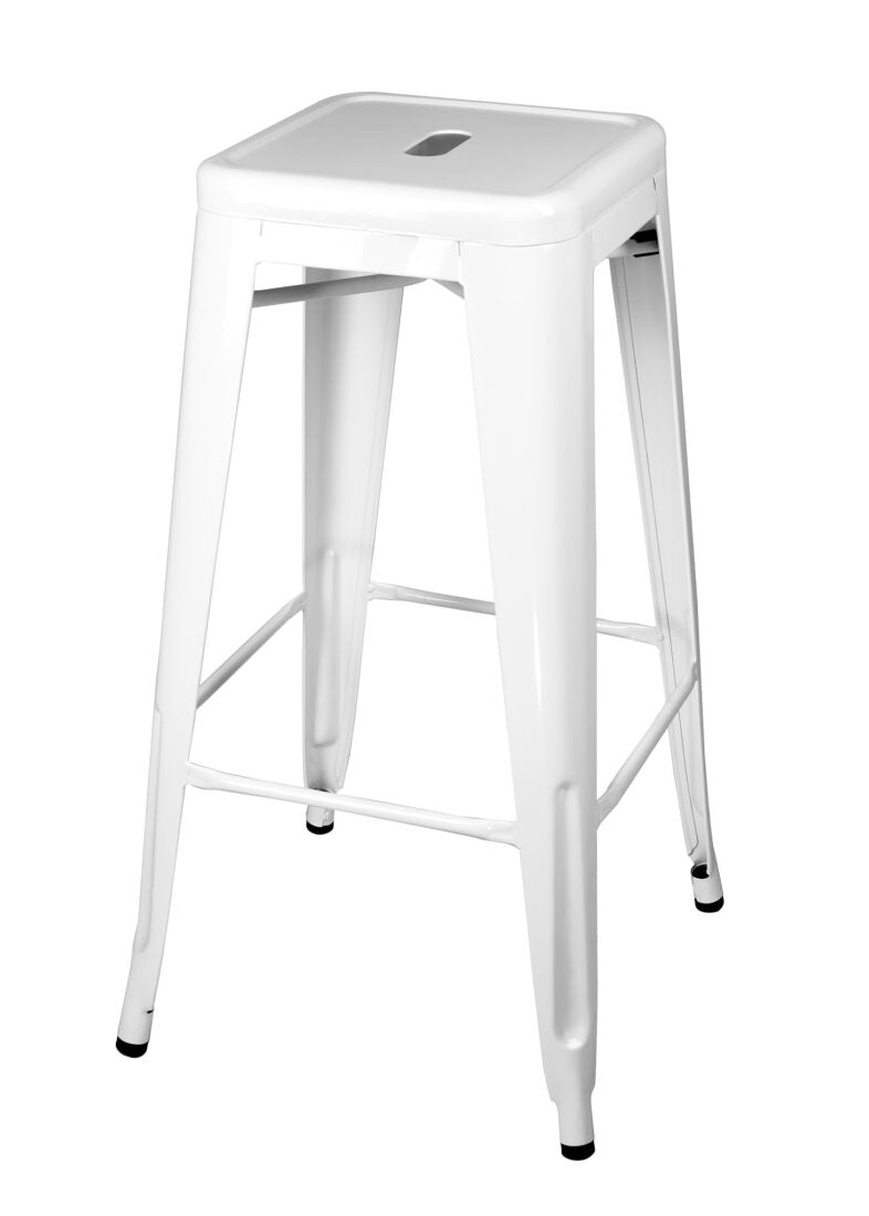 White Hi Gloss Steelix Tolix Style Metal Barstool BTMW-AX-T