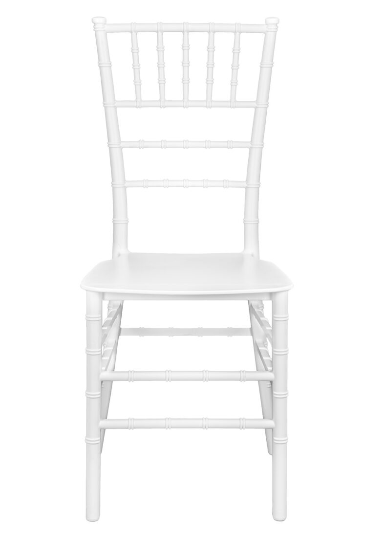 White ThinResin Chiavari Chair by Chivari, Strong One-Piece Frame, Stackable CCRW-MONO-THIN-ZG-T