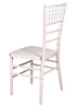 White Distressed with Brushed Wood Look Resin Steel Skeleton™ Chiavari Chair