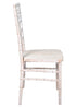 White Distressed with Brushed Wood Look Resin Steel Skeleton™ Chiavari Chair