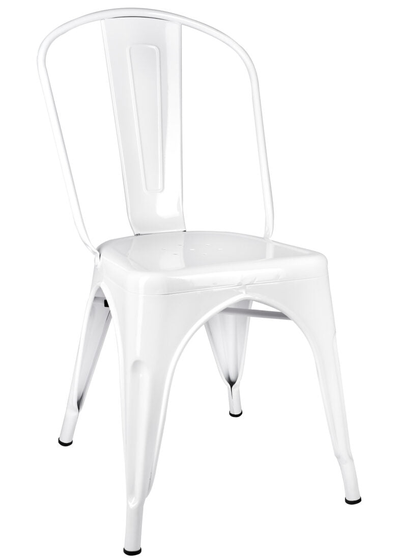 White Hi Gloss Steelix Tolix Style Metal Restaurant Chair – Ships Fully Assembled CTMW-AX-T