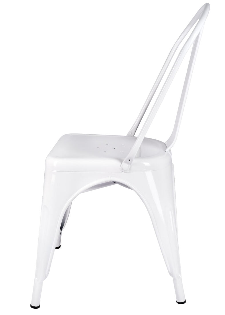 White Hi Gloss Steelix Tolix Style Metal Restaurant Chair – Ships Fully Assembled CTMW-AX-T