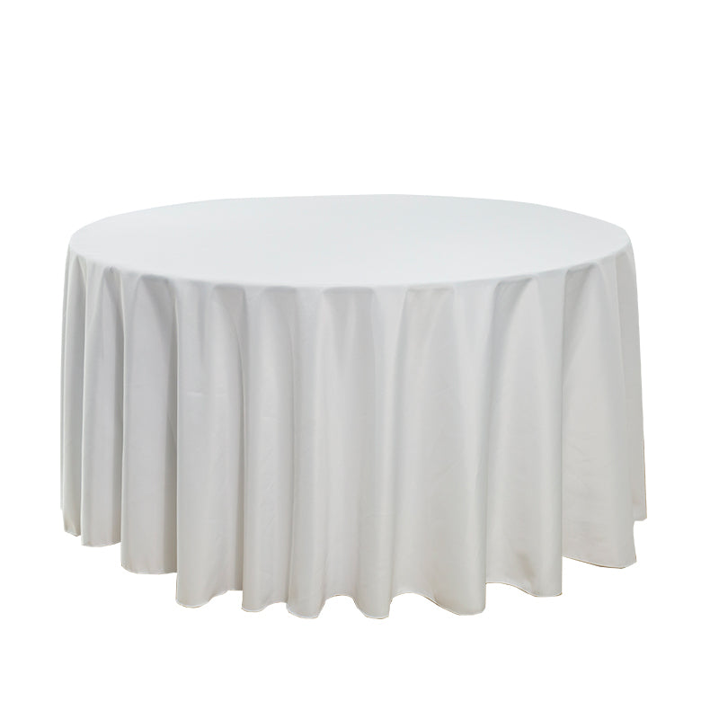 5-Pack White Round Polyester Tablecloth 190gsm 132"