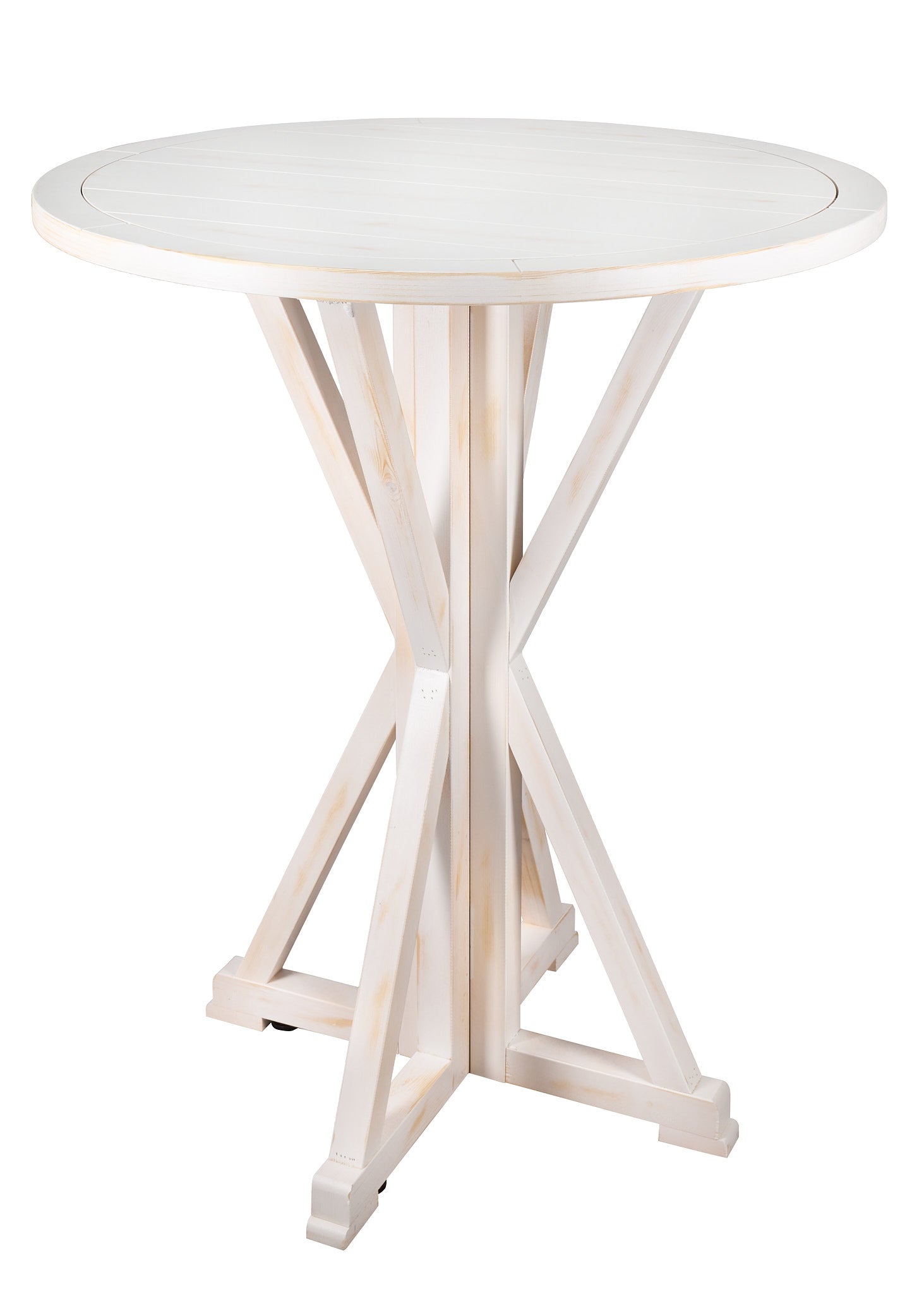 3 Foot (36") White Distressed Round Farmhouse Cocktail Table Assembly Required