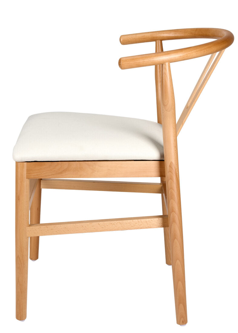 Natural Wishbone Wood Chair with Burlap Fabric Seat by Chivari