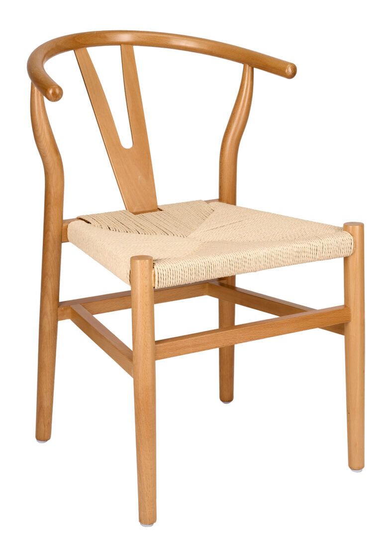 Natural Wishbone Wood Chair with Natural Rope Seat CWHWNN-ZG-T