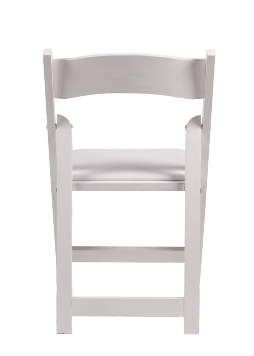 Samson Series White Wood Folding Chair with White Vinyl Padded Seat