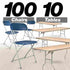 Chivari 100 Pack Blue Plastic Folding Chair and 10 96" (8 Foot) Rectangular Plywood Banquet Table CFPBLU-100PlY96-KT