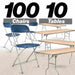 Chivari 100 Pack Blue Plastic Folding Chair and 10 96" (8 Foot) Rectangular Plywood Banquet Table CFPBLU-100PlY96-KT
