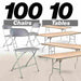 Chivari 100 Pack Gray Plastic Folding Chair and 10 96" (8 Foot) Rectangular Plywood Banquet Table CFPG-100PLY96-KT