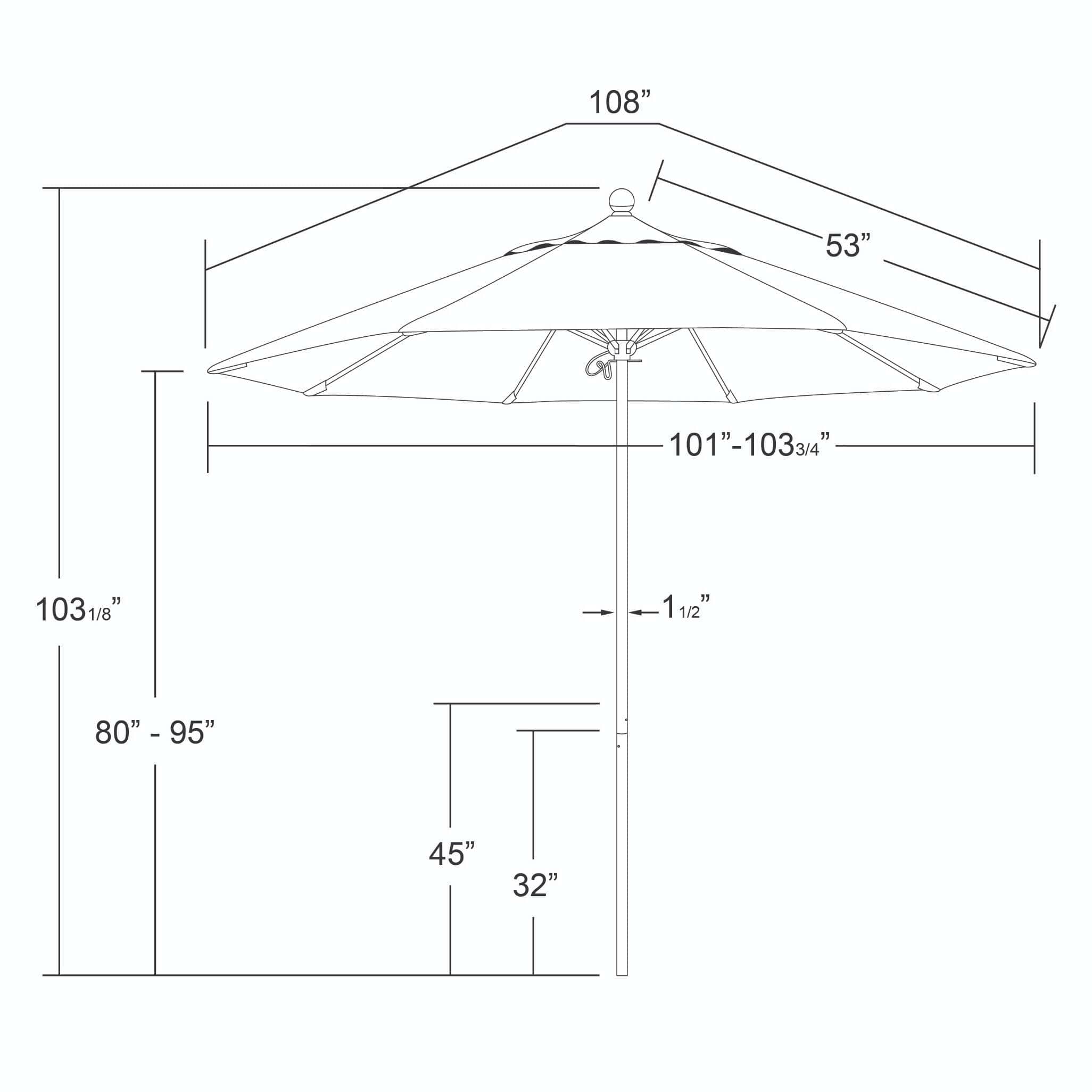 California Umbrellas Natural 9' Patio Umbrella Bronze Pole, Sunbrella Canopy CAL-ALTO908117-5404