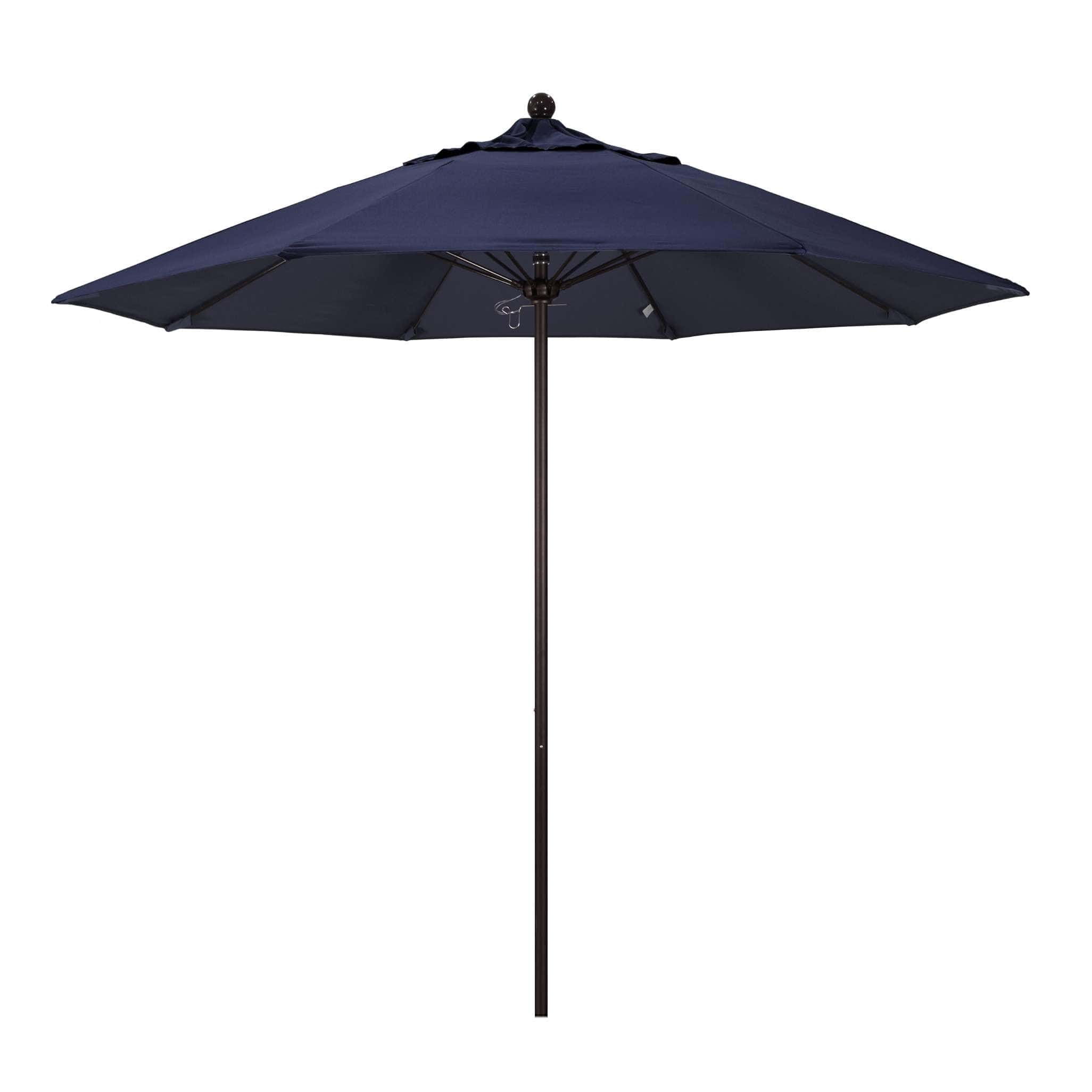 California Umbrellas Navy Blue 9' Patio Umbrella Bronze Pole, Sunbrella Canopy CAL-ALTO908117-5439